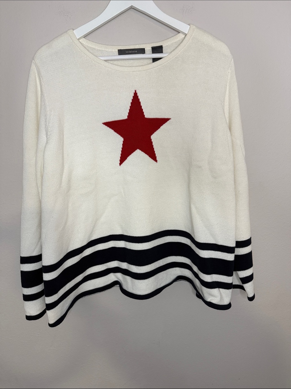 Liz Claiborne Nautical Star & Stripe Knit Pullover Sweater [PH0863]